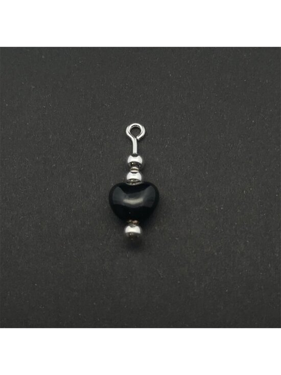 RAFANTHIA Jewelry - 925 Sterling Silver Interchangeable Modular Add On Pendant Enamel Heart Black Be